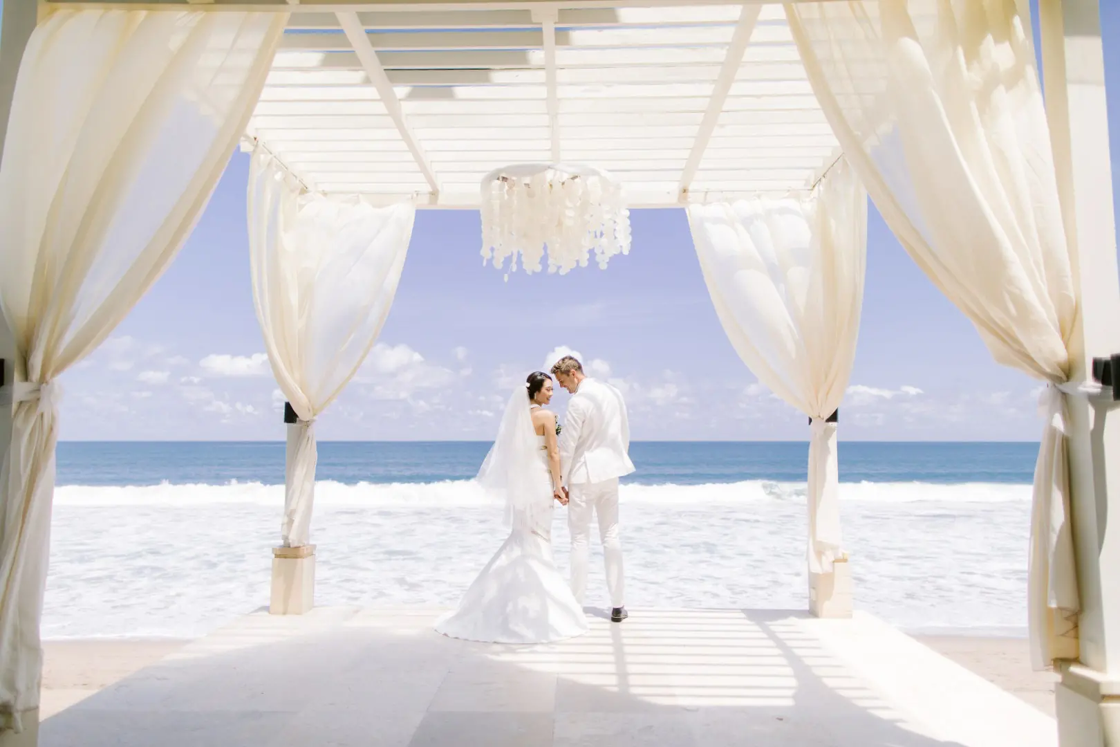 Beach view pavillion ceremony in seminyak center