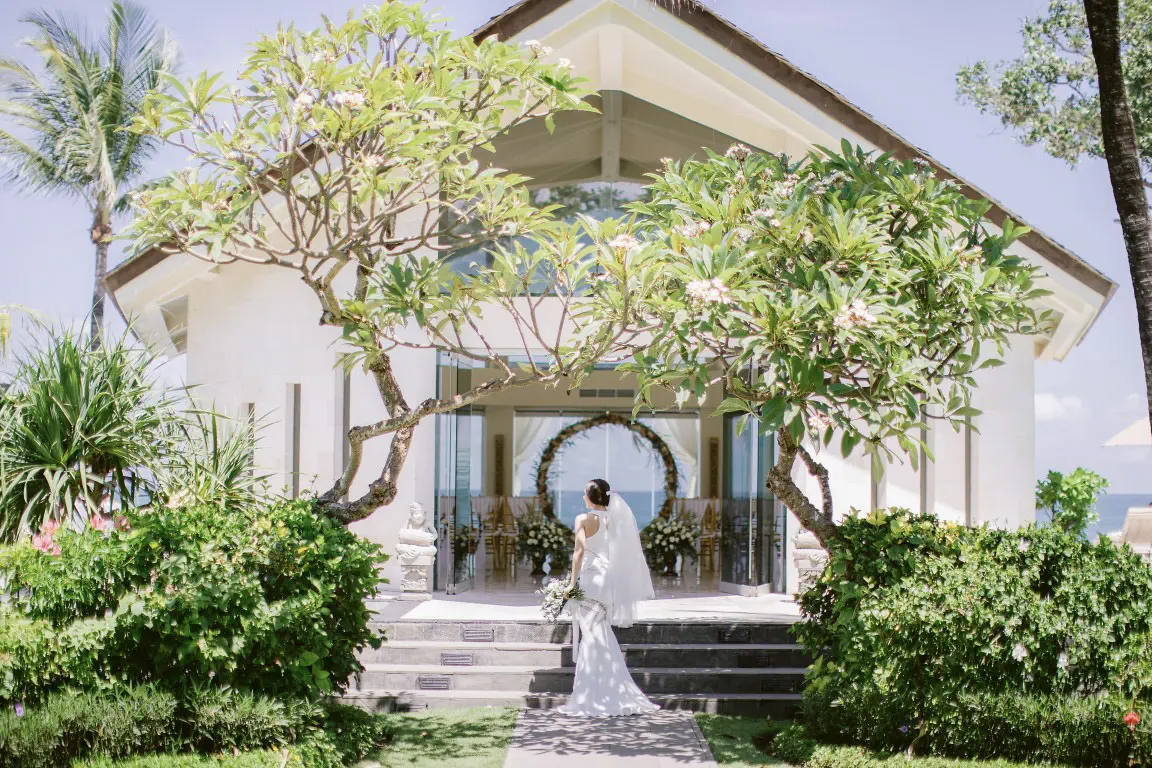 Beach view pavillion ceremony in seminyak center